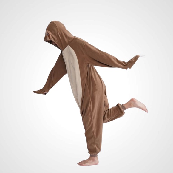 Adult Unisex Sloth Jumpsuit Cosplay Costume Animal Homewear Sleepwear Size L - Picture 5 of 17